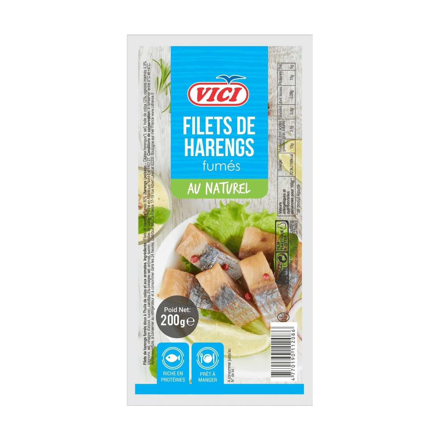 Pro-Inter | Vici 200g | Filets de harengs fumés au naturel 